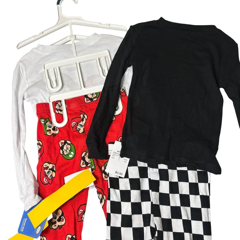 New Super Mario Brothers Pajamas 4‎ Piece Set Boy 4T Long Sleeve Sleepwear